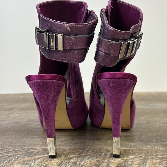 Guess Purple Suede Platform Peep-Toe Stiletto Booties Size 6 - Picture 2 of 14